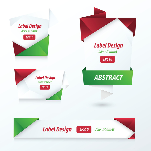 Label, Ribbon Origami, 2 color Christmas  - Vector, Image