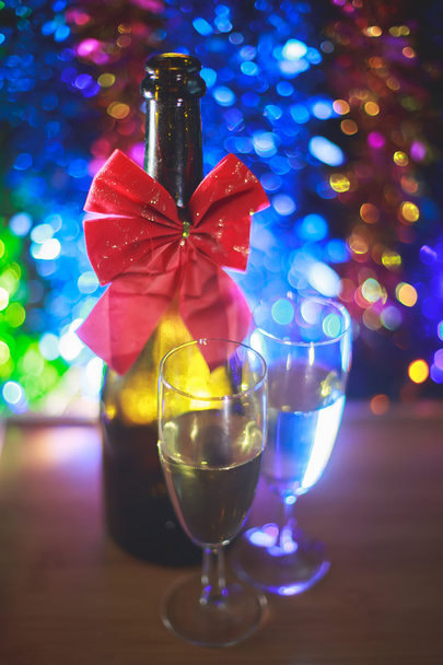 The Champagne in Christmas night - Photo, Image
