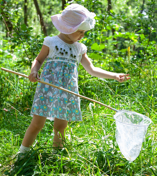 Beautiful little girl with butterfly - Foto, Imagen