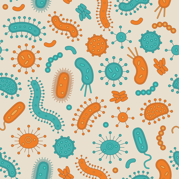 Bactéries vertes et oranges en motif répété - Illustration vectorielle
 - Vecteur, image