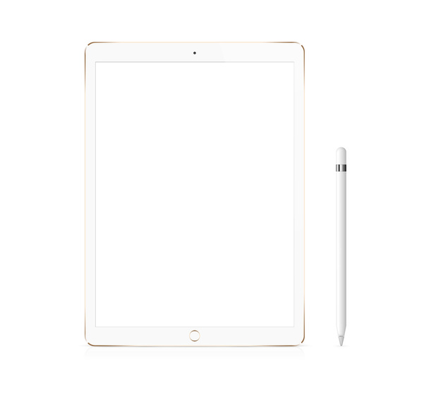 Χρυσό μήλο ipad Pro φορητή συσκευή με μολύβι - Φωτογραφία, εικόνα