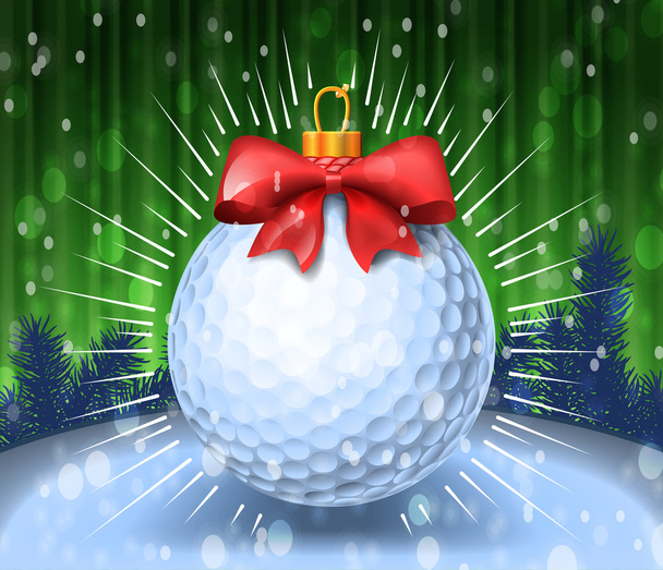 Golf ball with red bow - Vector, Image