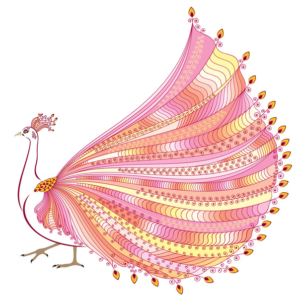 Tarjeta de felicitación de pavo real estilizada abstracta. Invitación. Ilustración vectorial
 - Vector, imagen