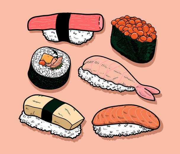 Sushi pictogrammenset - Vector, afbeelding