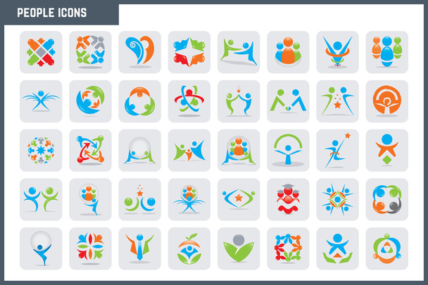 Conjunto de iconos coloridos de gente vectorial
 - Vector, imagen