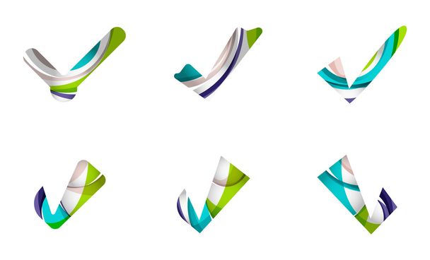 Conjunto de iconos abstractos OK y tick, conceptos de logotipos de negocio, diseño geométrico moderno y limpio
 - Vector, imagen