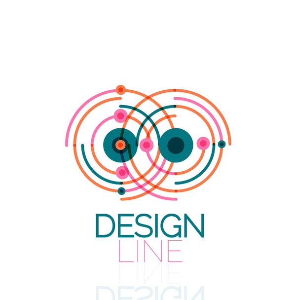 Vector swirl and circles outline minimal abstract geometric logo - Vector, Image