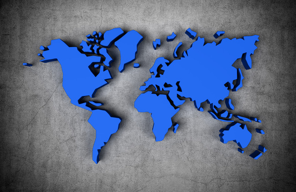 niebieska mapa świata - Zdjęcie, obraz