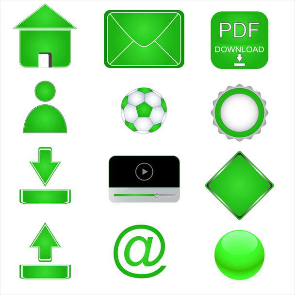 zöld web ikonok - Vektor, kép
