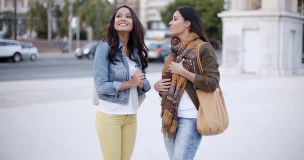 Frauen plaudern auf der Straße - Filmmaterial, Video