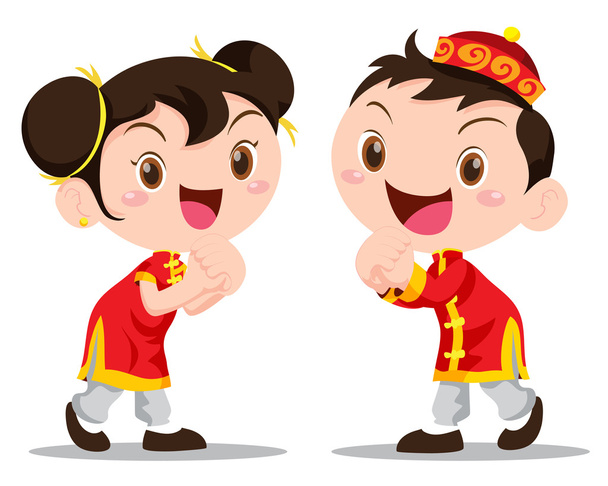 Vector illustration Chinese Kids - Vector, Image