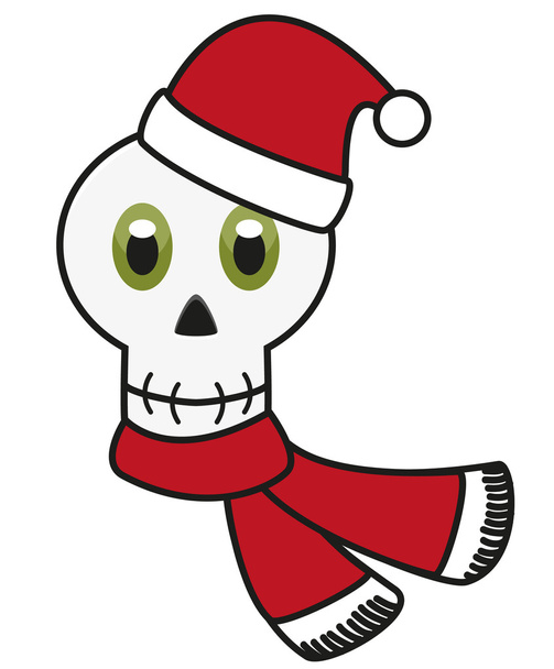 Vereinzelter Avatar des Totenkopfes in festlicher Weihnachtskleidung - Vektor, Bild