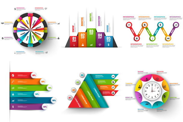 Collection of abstract 3D digital business infographic vector design - Vector, Image