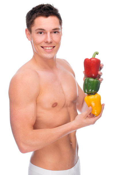 Naked man with pepper - Φωτογραφία, εικόνα