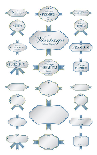 Plantilla de etiquetas azules suaves de lujo y etiquetas en blanco
 - Vector, Imagen