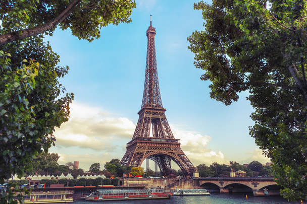 Bordered Eiffel tower in summer - Photo, Image