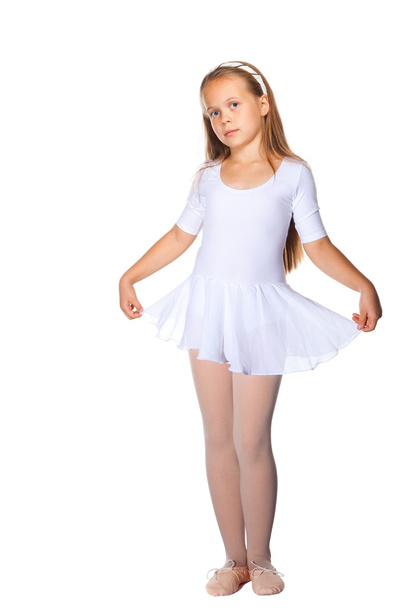 Little ballet dancer isolated on a white background - Photo, Image