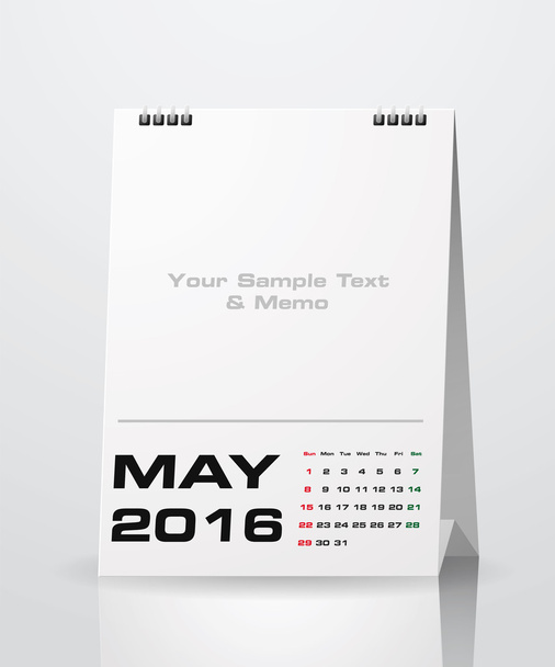 Calendário 2016 com espaço livre para o texto da sua amostra: Maio 2016
 - Vetor, Imagem