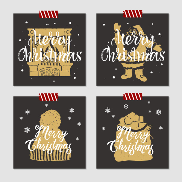 Christmas cards set. - Vecteur, image