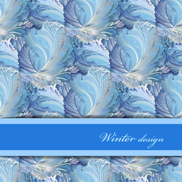Horizontal stripe border design. Winter frozen glass background. Text place. - Vector, Image