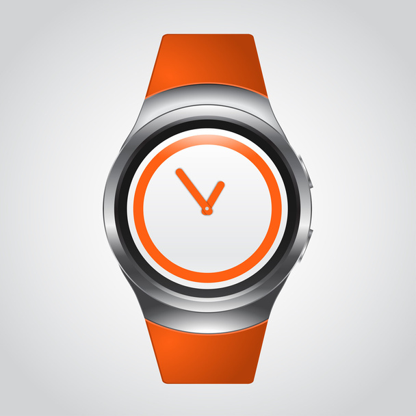 Modern Smart Watch Mockup with orange silicon strap - Вектор,изображение