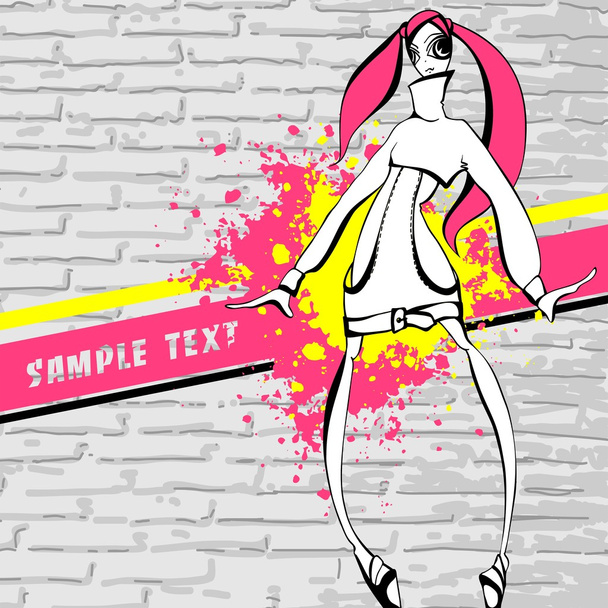 Иллюстрация девушек в стиле хип-хоп
 - Вектор,изображение
