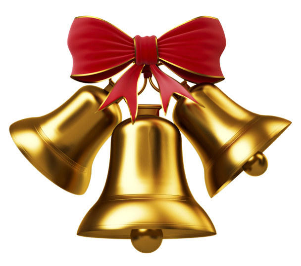 Golden bells with red bow - Valokuva, kuva