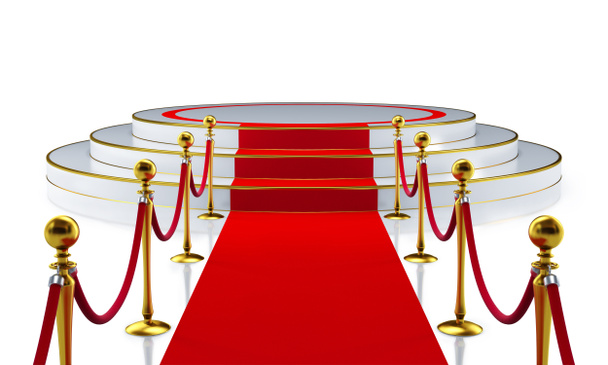 Round stage with red carpet - Foto, imagen