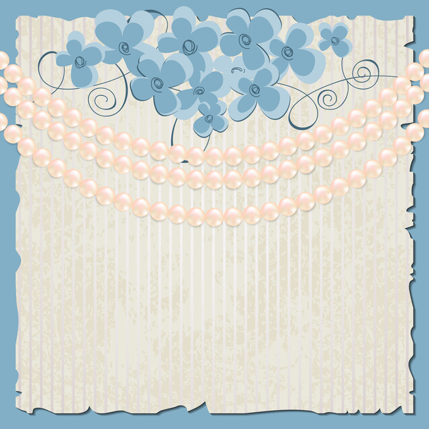 Elegant vintage background, flowers and pearls - Διάνυσμα, εικόνα