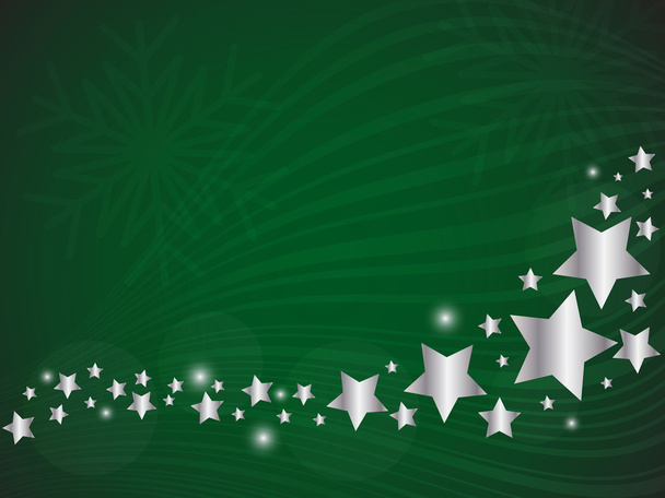 Abstract christmas silver stars with green background - Vector, Image