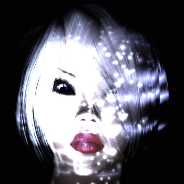 Digital Visualization of a female Face - Foto, Imagem