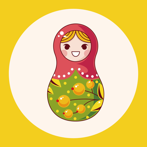 Matryoshka , Russian traditional wooden doll, vector pattern, el icon element - Вектор,изображение