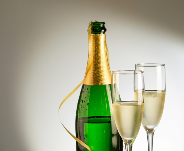 Pair glass of champagne. New year celebration or wedding concept theme - Fotó, kép
