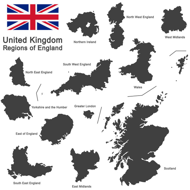 United Kingdom and regions of England - Vector, Image