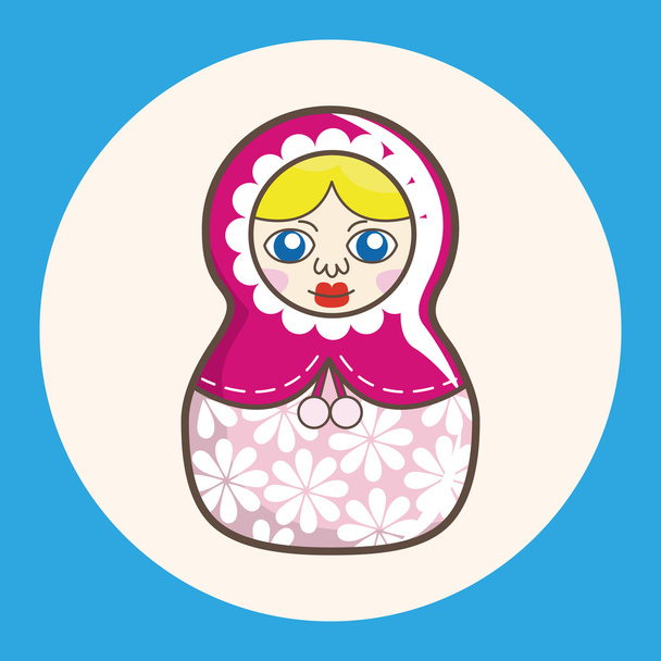 Matryoshka , Russian traditional wooden doll, vector pattern, el icon element - Vetor, Imagem