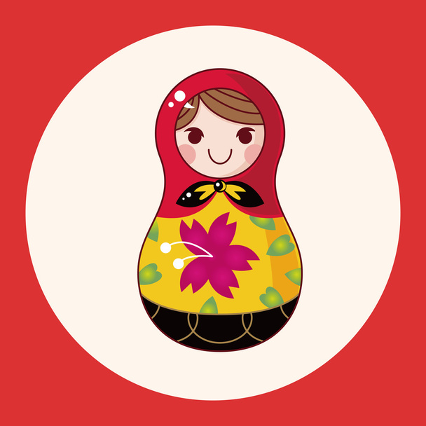 Matryoshka , Russian traditional wooden doll, vector pattern, el icon element - Vector, Image
