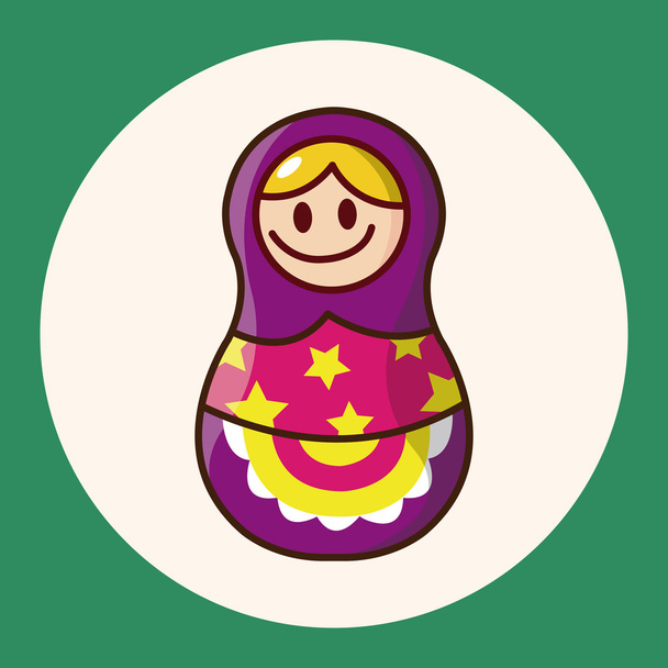 Matryoshka , Russian traditional wooden doll, vector pattern, el icon element - Вектор,изображение