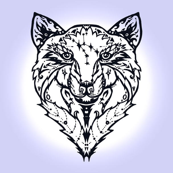 Wild wolf tattoo - Vector, afbeelding