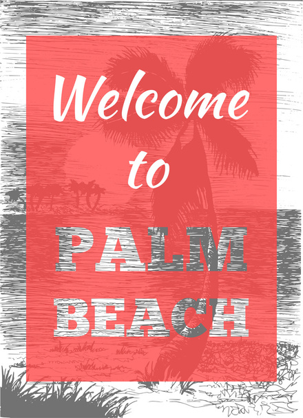 Tropikal yaz palm poster - Vektör, Görsel