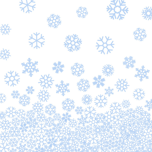 abstraktes Muster blau fallender Schneeflocken. - Vektor, Bild