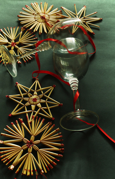Christmas background with couple of goblets - 写真・画像
