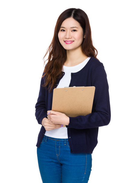 Aasialainen nuori nainen sinisessä villatakissa
 - Valokuva, kuva