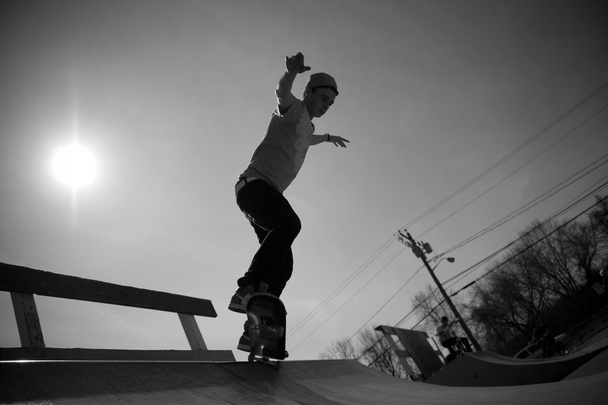 Skateboarder On The Ramp - Photo, Image