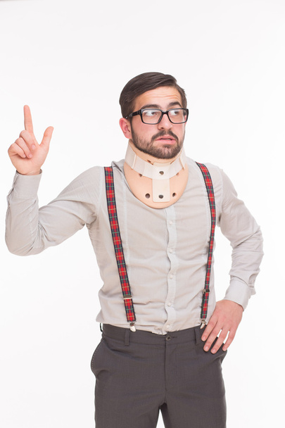 Young man wearing cervical collar - Valokuva, kuva