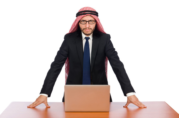 Arabi liikemies tietokone valkoinen - Valokuva, kuva