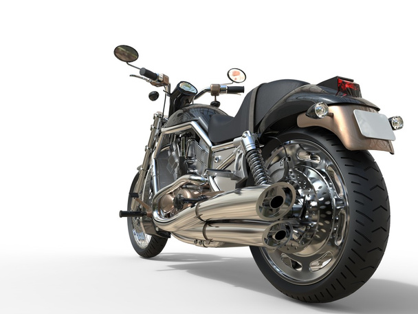Мощный винтажный мотоцикл - задний вид на колесо
 - Фото, изображение
