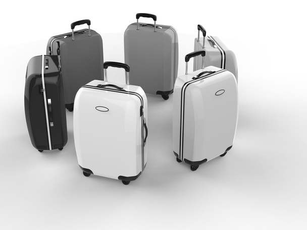 Серые монохромные чемоданы
 - Фото, изображение