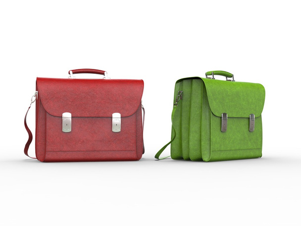 Красные и зеленые портфели
 - Фото, изображение