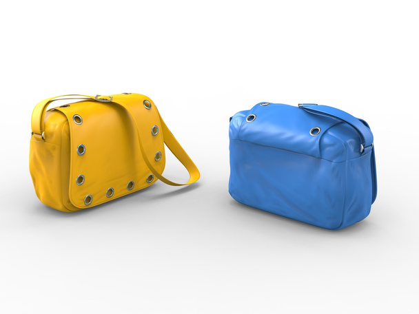 gelbe und blaue Handtaschen - Foto, Bild