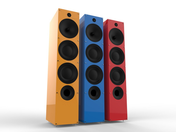 Primary colored speakers - 写真・画像